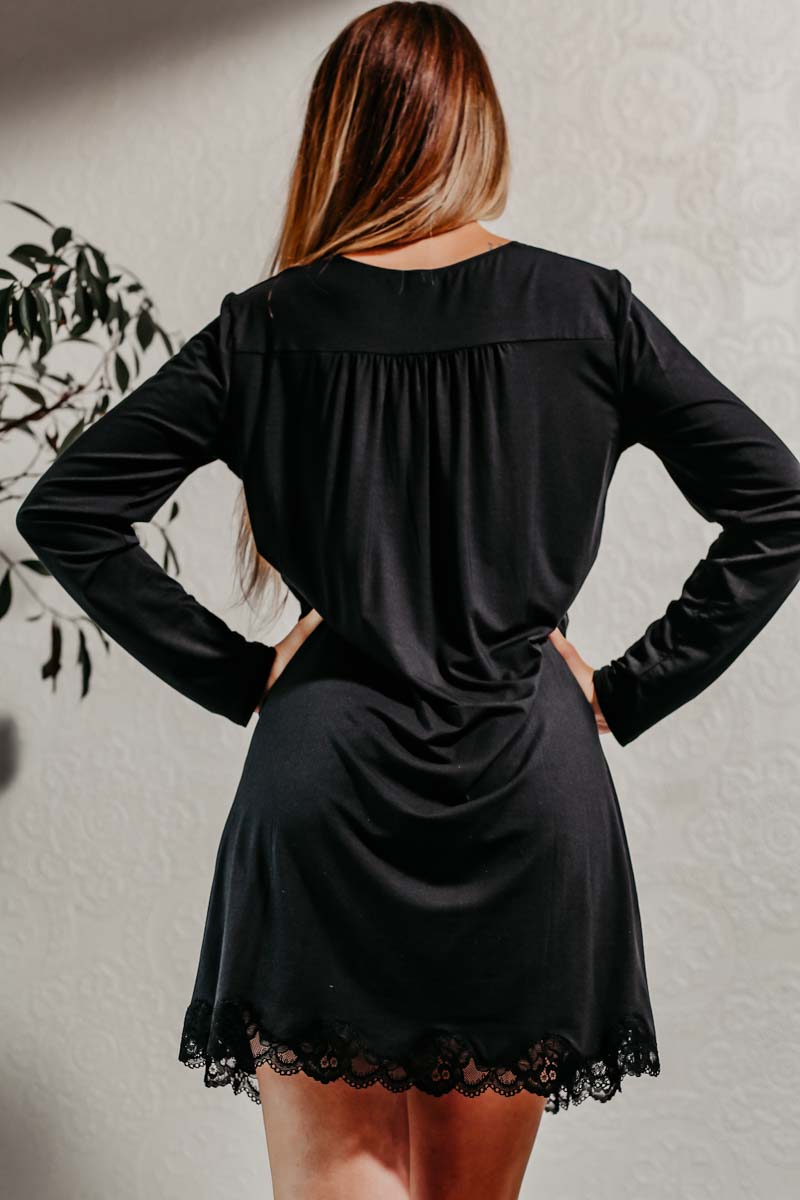 Chemise de nuit noire longue deals