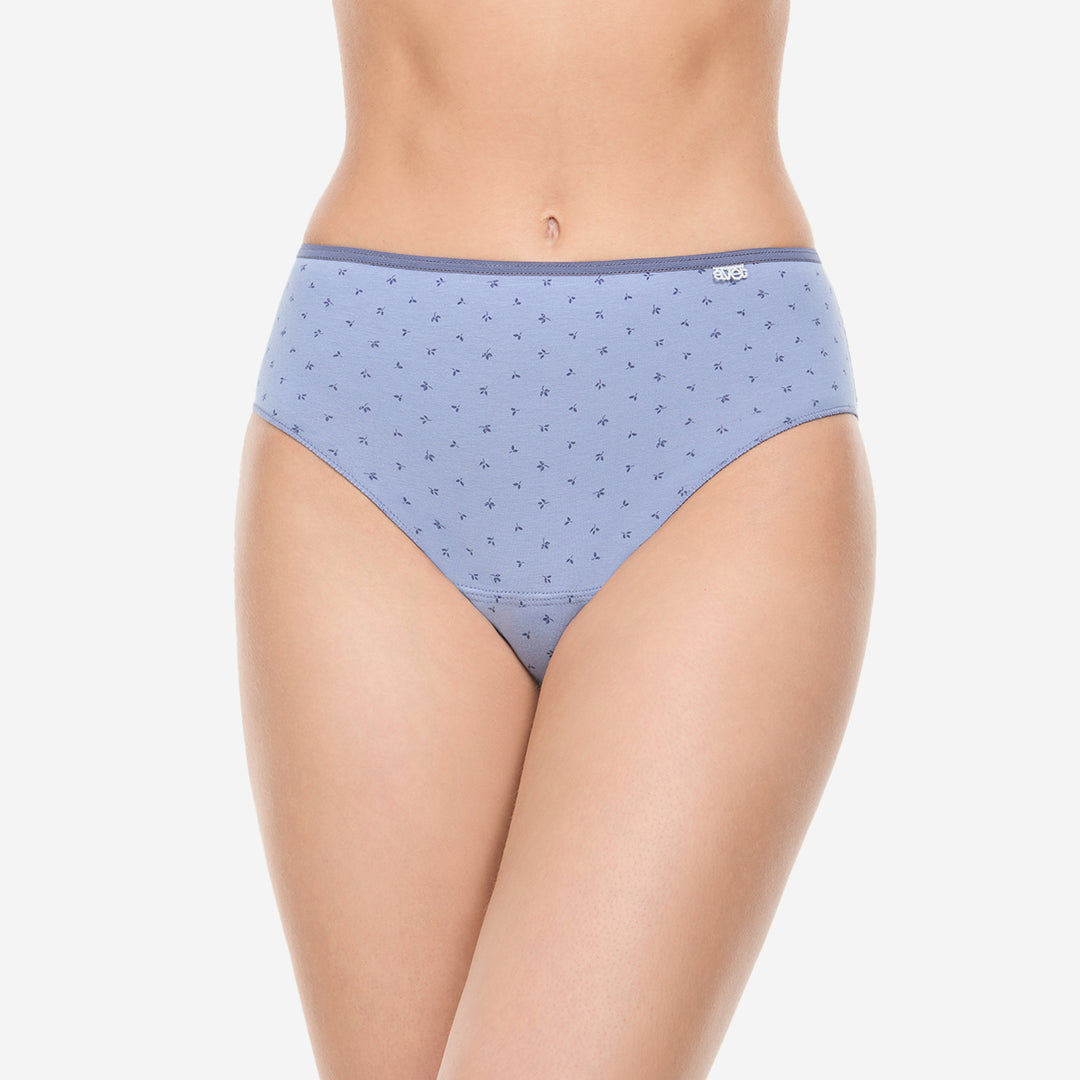 Lot de 2 slips taille haute coton bleu denim et bleu ciel - 257