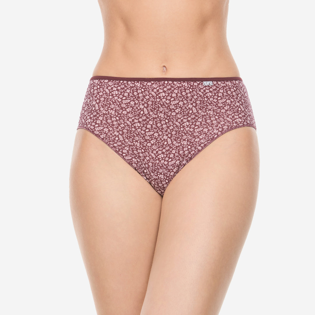Lot de 2 slips taille haute coton bordeaux et rosé poudré - 257