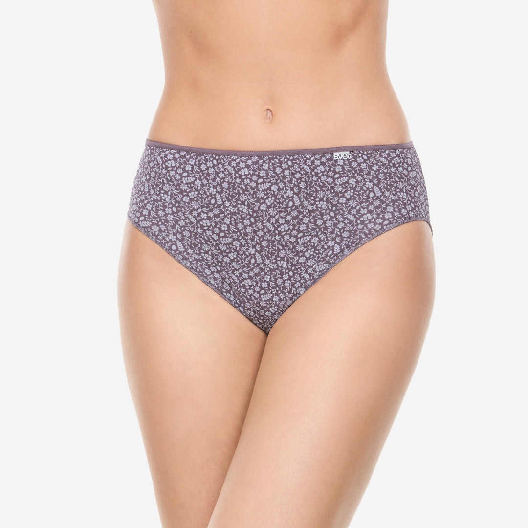 Lot de 2 slips taille haute coton prune et gris lavande - 257