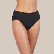 Culotte haute microfibre et dentelle noir