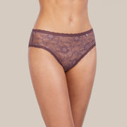 Culotte haute  duo microfibre et dentelle prune