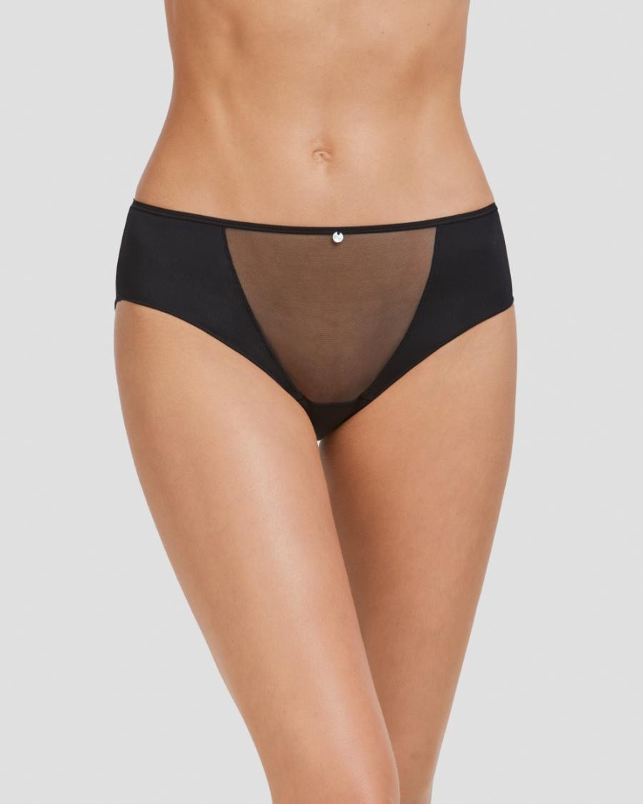 Culotte haute microfibre résille noir