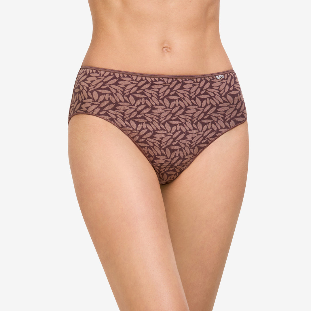 Slip haut microfibre-motif feuillage brun