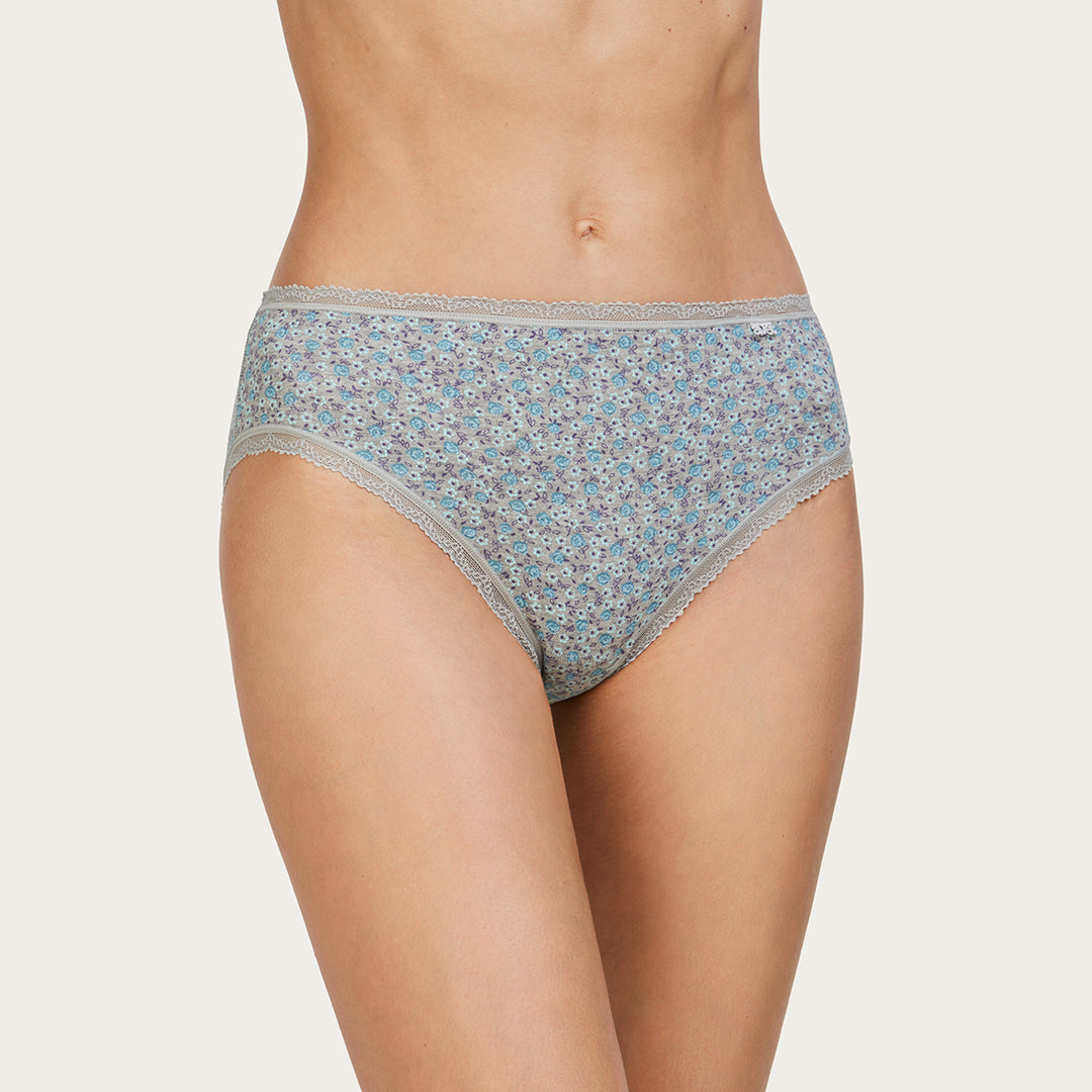 Culotte coton fleurie – Bleu &amp; gris