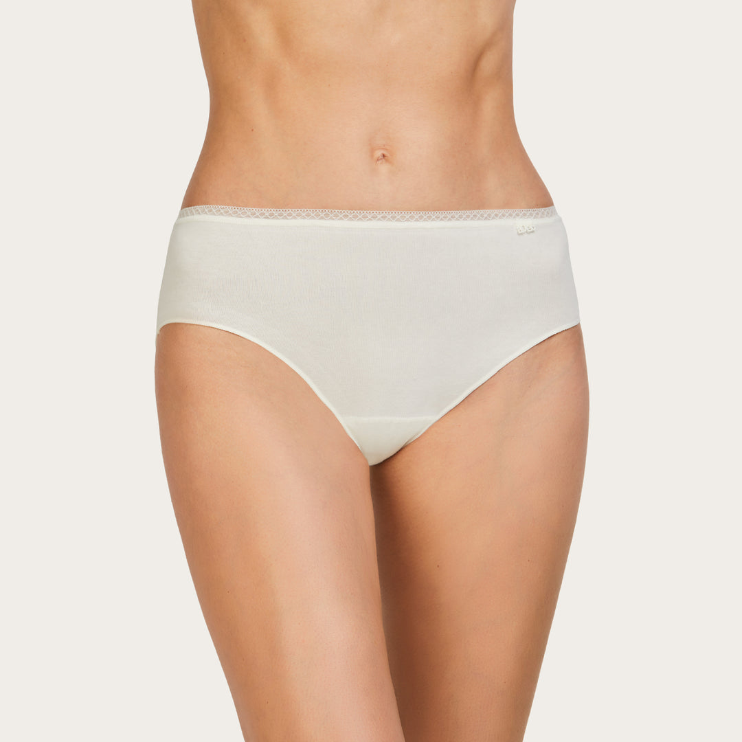 Slip haut Duo Avet – Lot de 2 culottes en coton ivoire et ciel