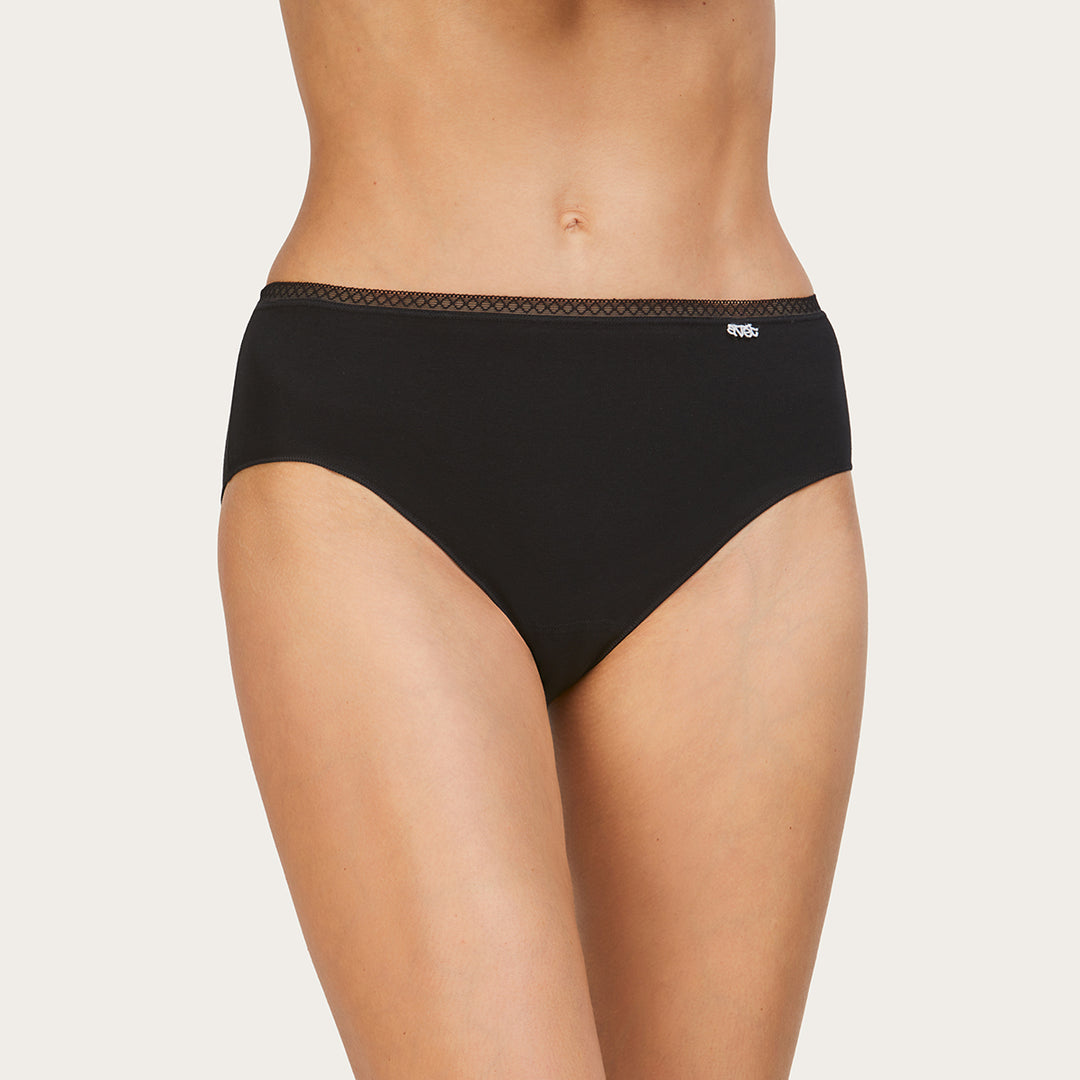 Slip haut Duo Avet – Lot de 2 culottes en coton nude et noir