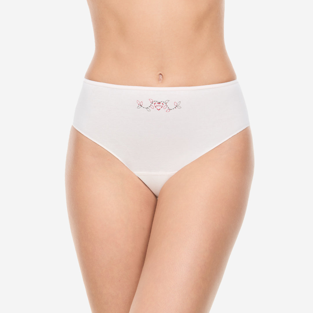 Lot de 2 slips taille haute coton Coeur coton - 32106 poudré