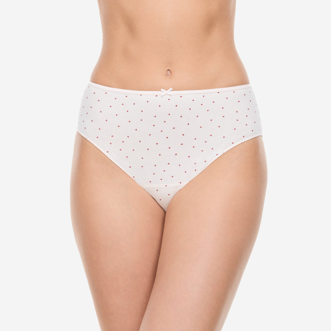 Lot de 2 slips taille haute coton Coeur coton - 32106 poudré