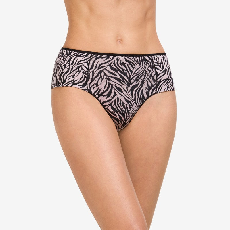 Shorty taille haute noir Motif zébré