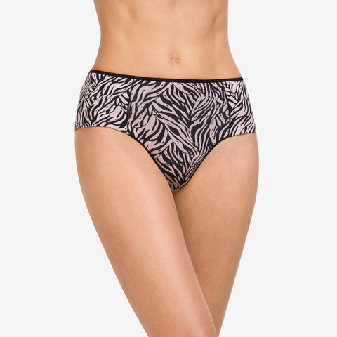Shorty taille haute noir Motif zébré