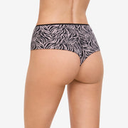 Shorty taille haute noir Motif zébré