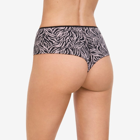 Shorty taille haute noir Motif zébré