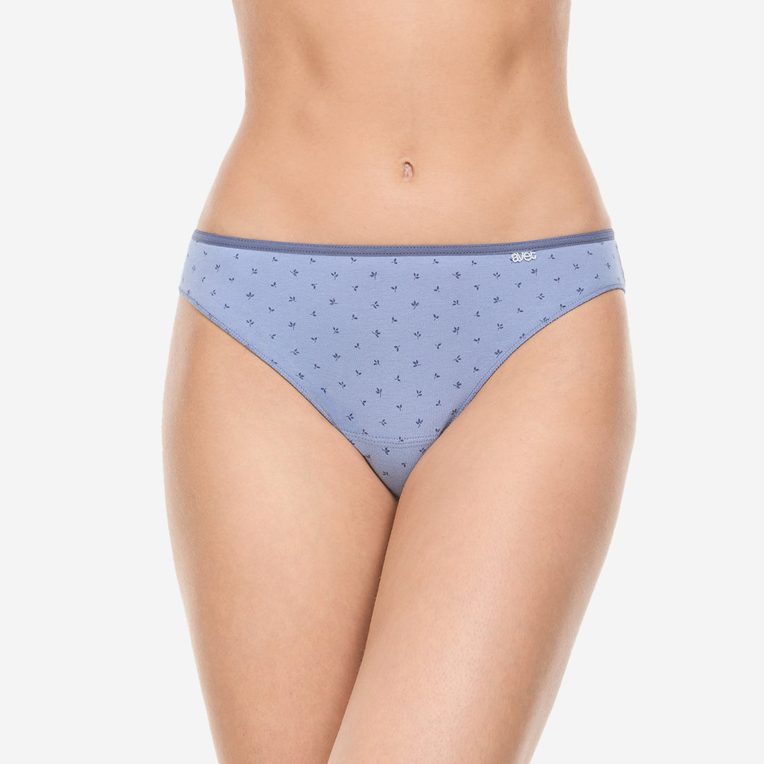 Lot de 2 slips taille basse coton bleu denim et bleu ciel - 357
