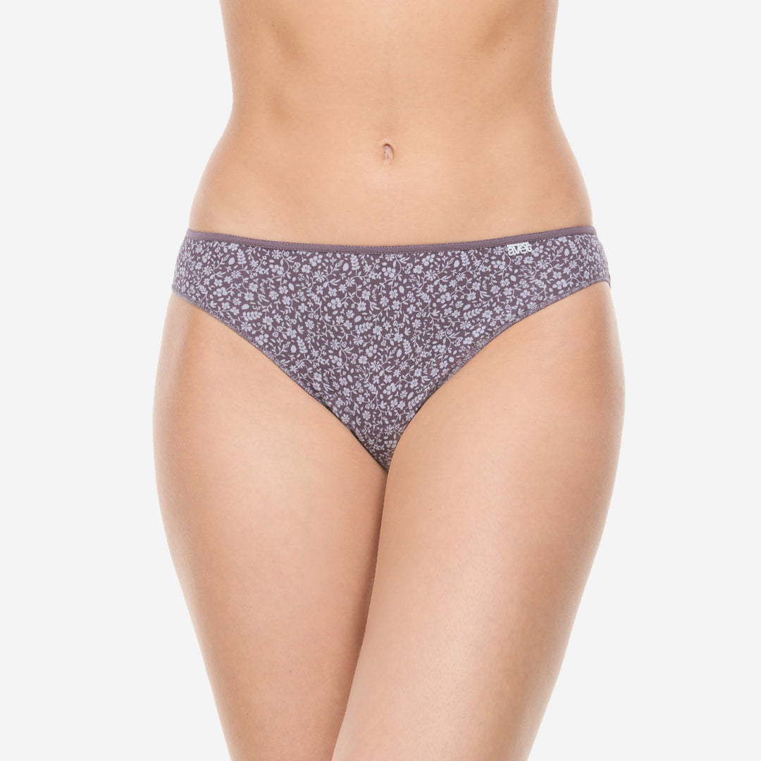 Lot de 2 slips taille haute coton prune et gris lavande - 257
