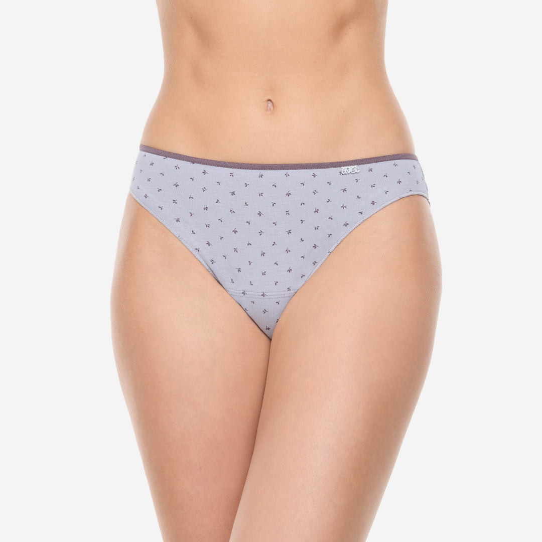 Lot de 2 slips taille haute coton prune et gris lavande - 257