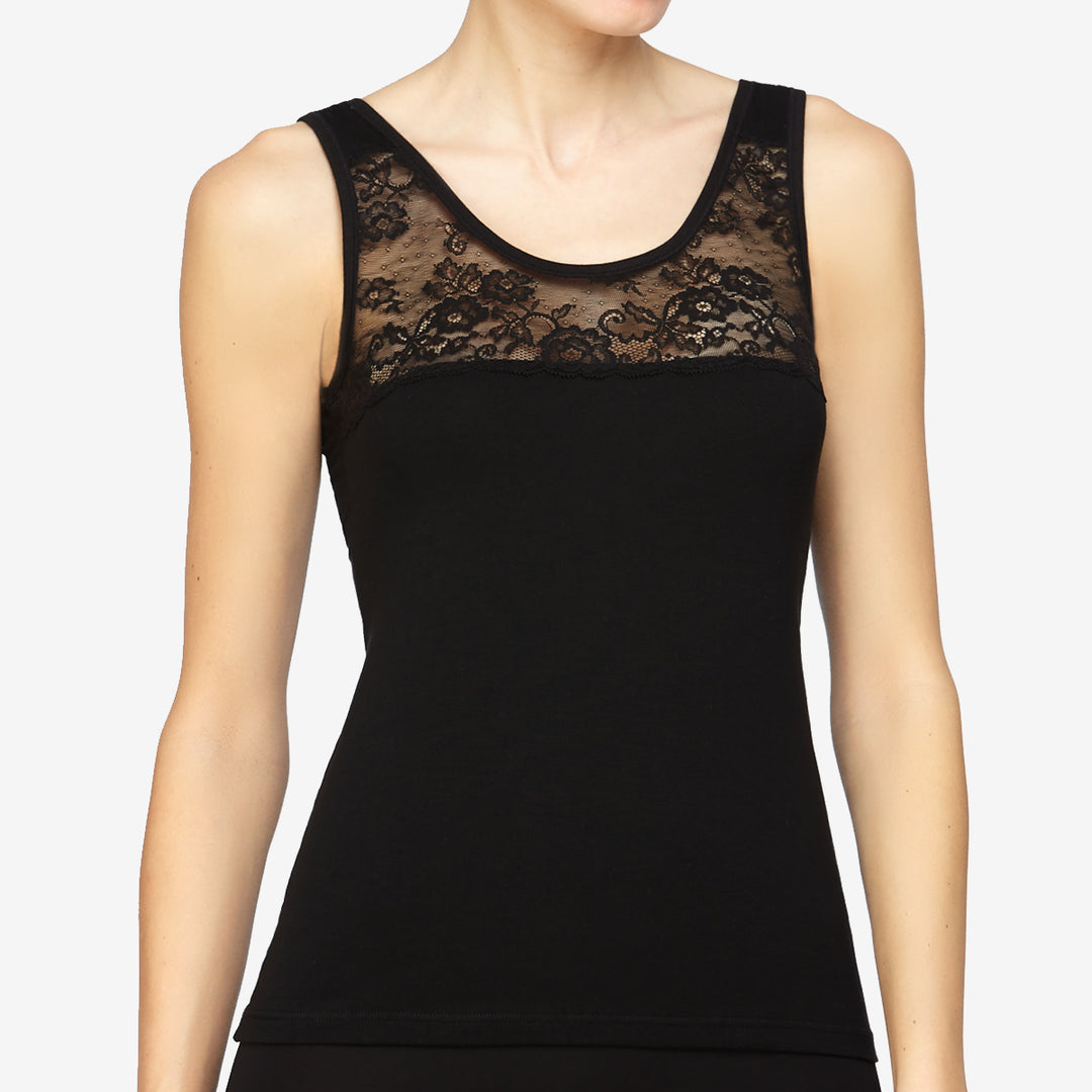 Top sans manches noir dentelle - 75896