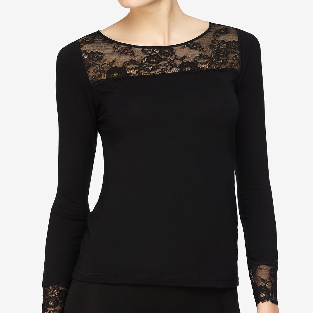 T-shirt micromodal Avet noir – Manches longues