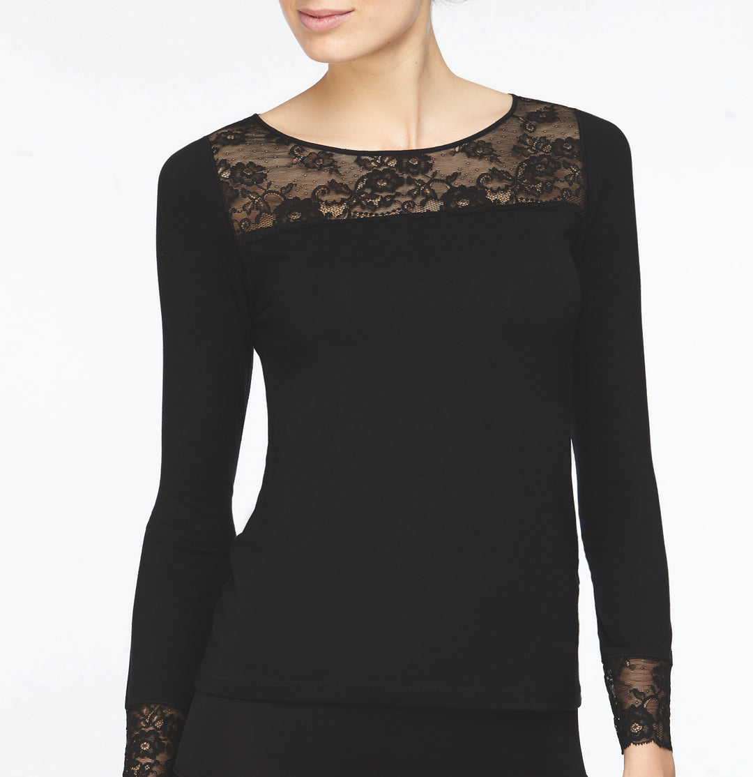 T-shirt micromodal Avet noir – Manches longues