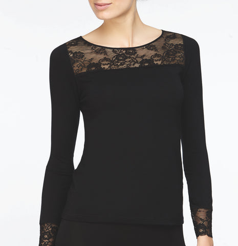 T-shirt micromodal Avet noir – Manches longues
