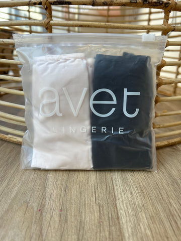 Duo de culottes microfibre – poudré  & Noir