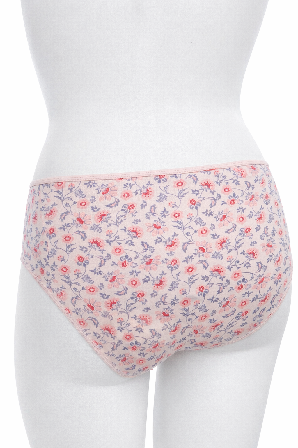 Slip haut microfibre fleurie rose
