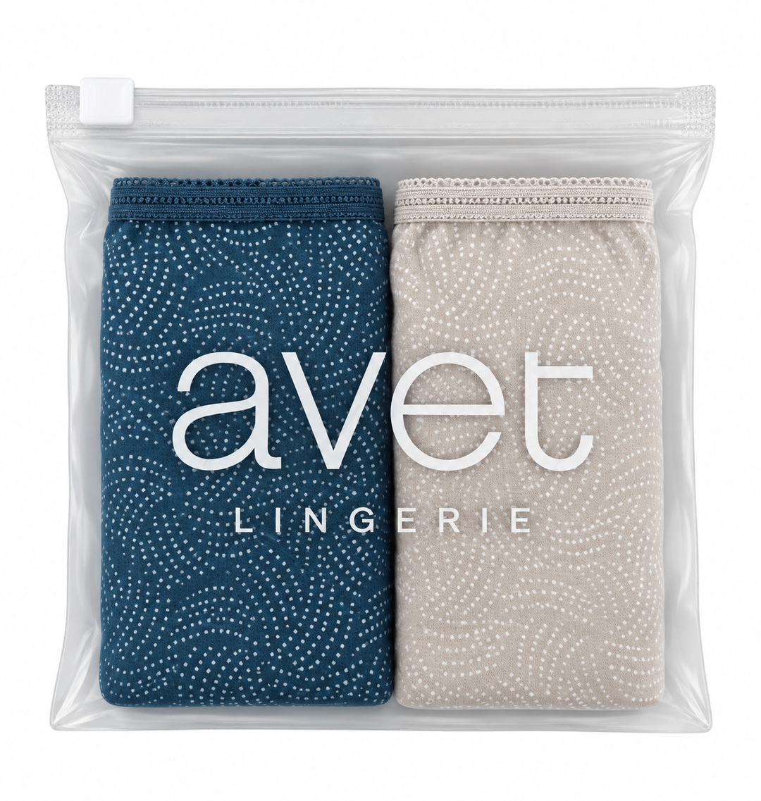 Lot de 2 slips taille haute bleu marine et nude - 256