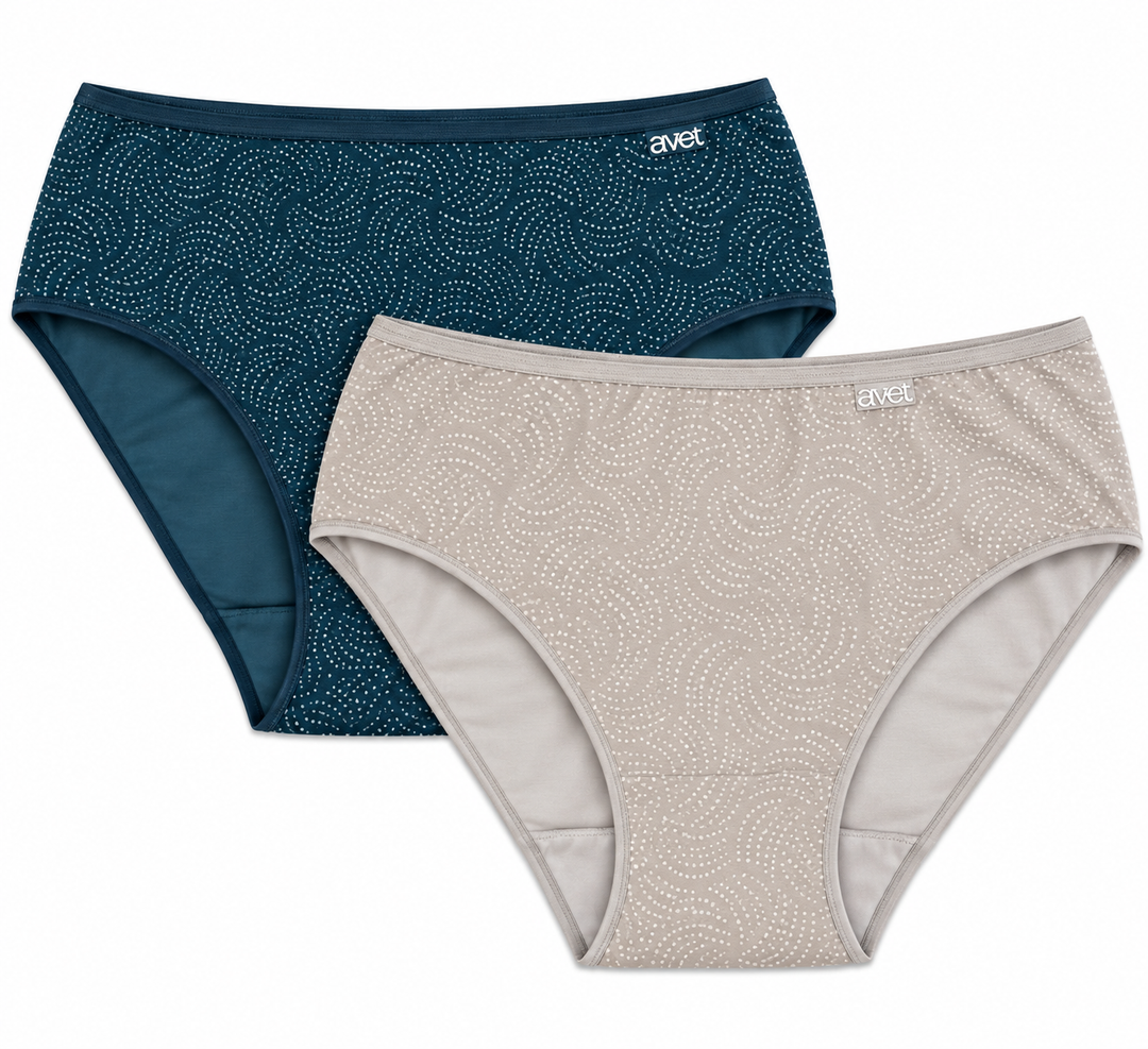 Lot de 2 slips taille haute bleu marine et nude - 256