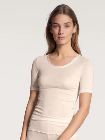 Top manche courte Laine&soie ivoire