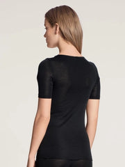 Top manche courte Laine&soie Noir