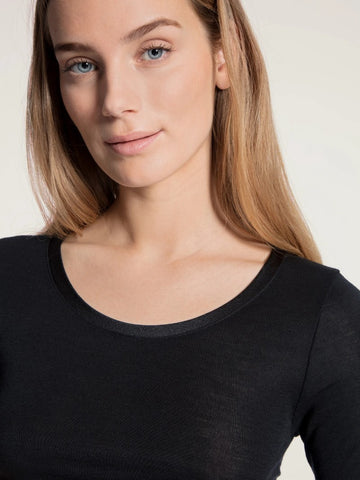 Top manche courte Laine&soie Noir
