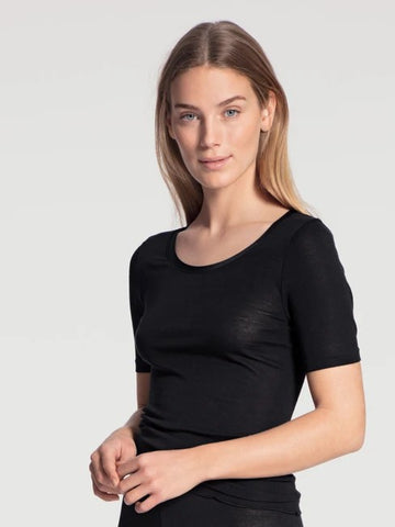 Top manche courte Laine&soie Noir