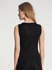 Top sans manche Laine&soie noir
