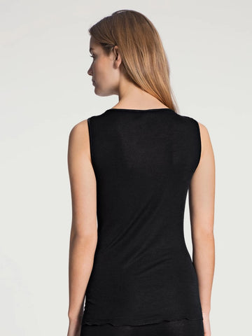 Top sans manche Laine&soie noir
