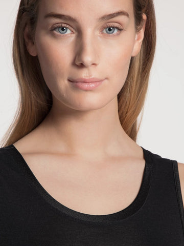 Top sans manche Laine&soie noir