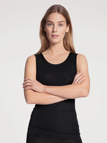 Top sans manche Laine&soie noir