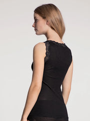 top sans manche dentelle Laine&soie noir