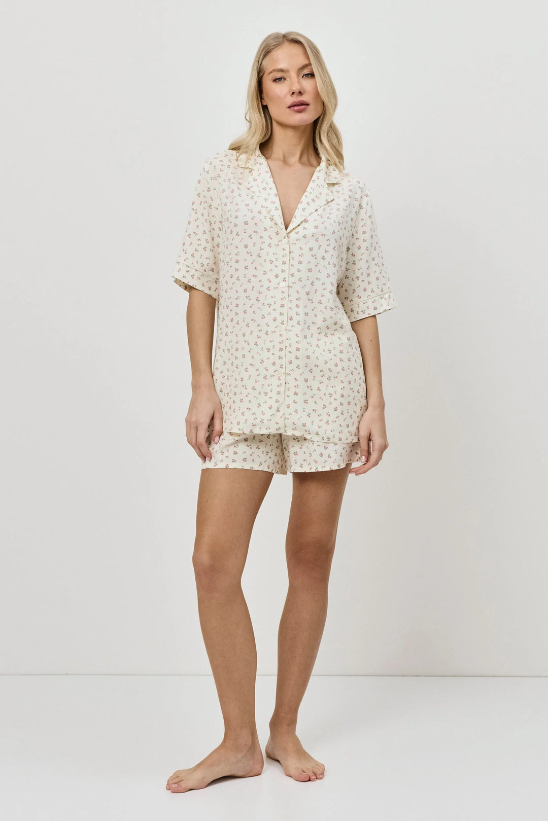Pyjama short chemisier Fleurie Caprielle