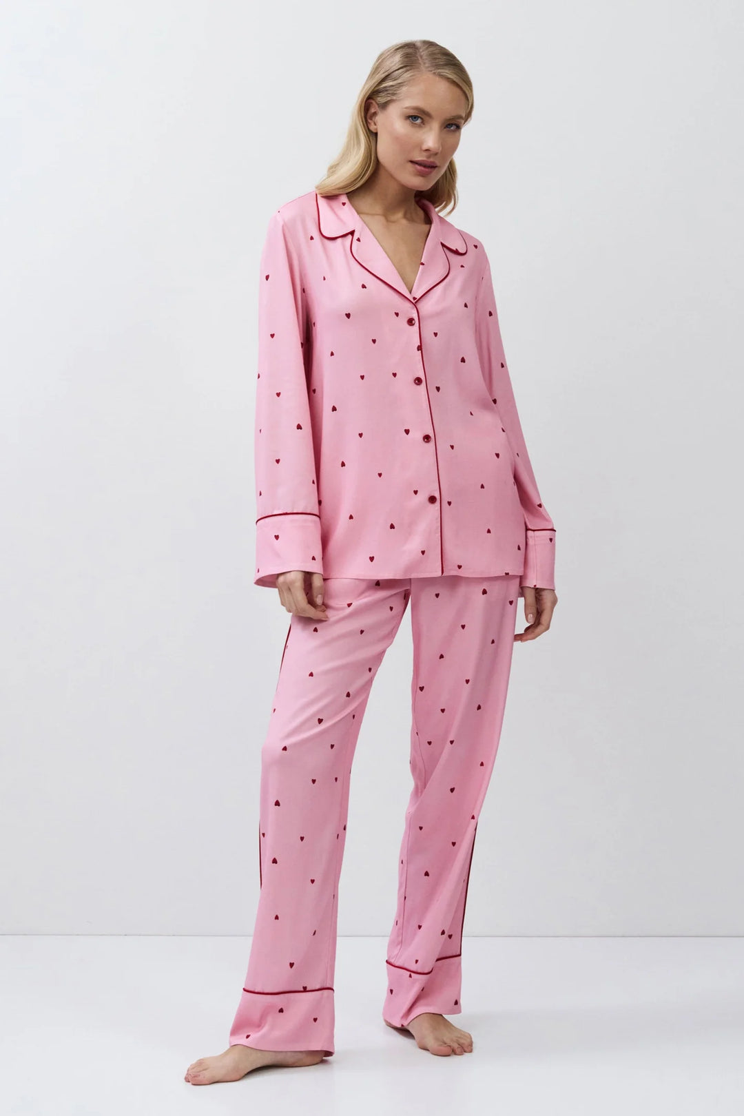 Pyjama chemisier coeur rose Cherie