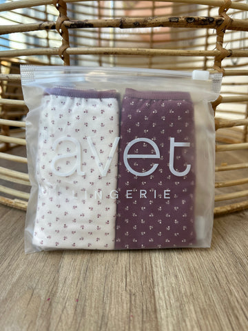 Slip Duo Avet – Lot de 2 culottes en coton Bordeaux