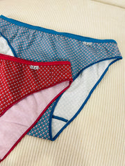 Slip taille basse coton duo Bleu rouge