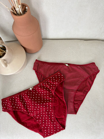 Slip taille basse duo ROUGE love