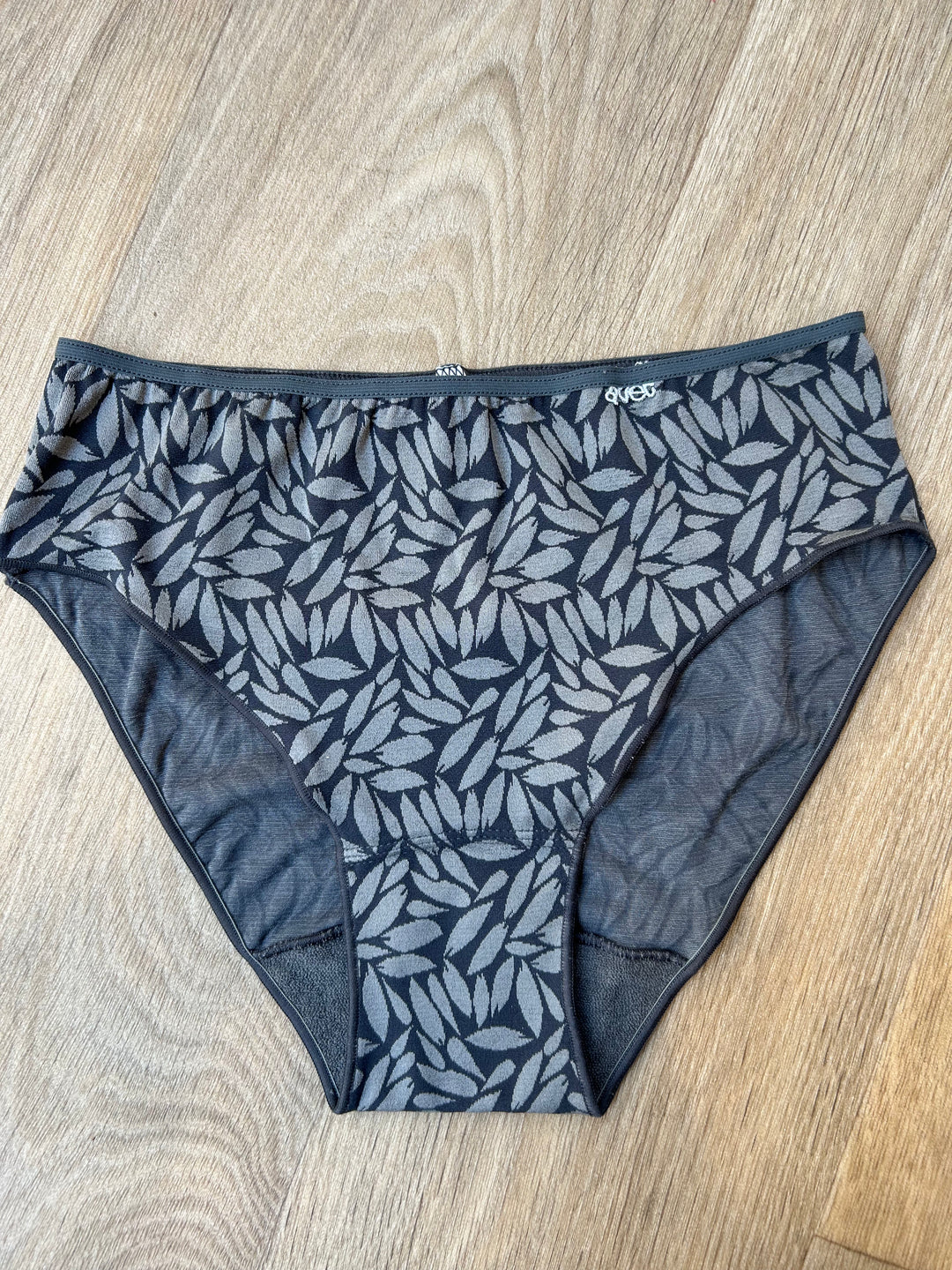 Slip haut microfibre-motif feuillage Gris