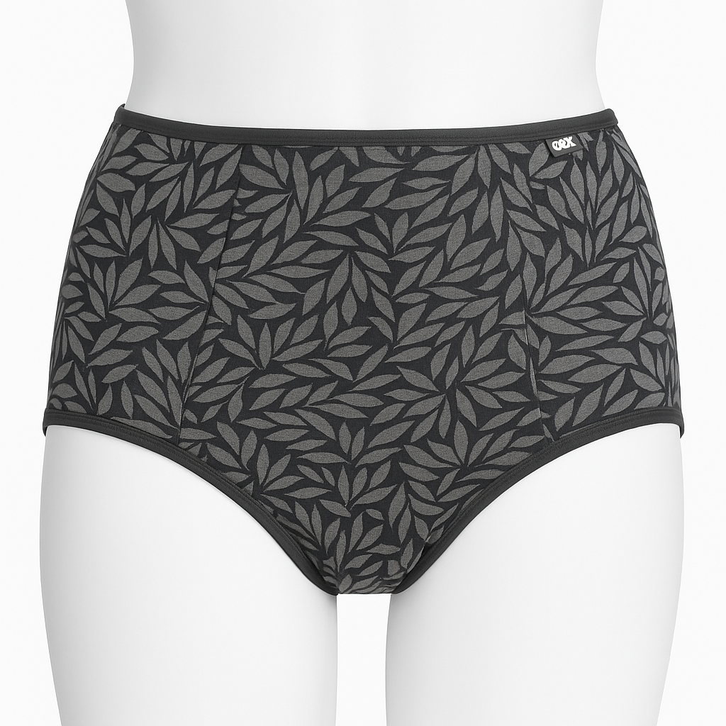 Slip taille haute feuillage Gris
