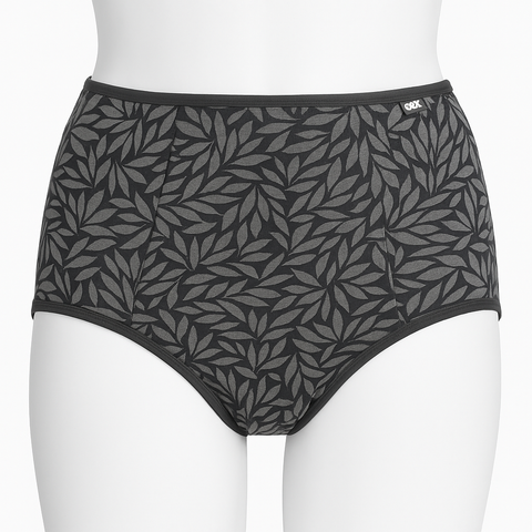 Slip taille haute feuillage Gris