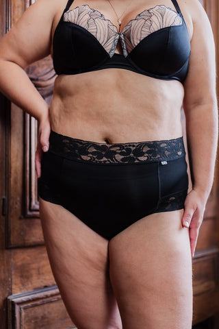 Culotte haute large microfibre noir