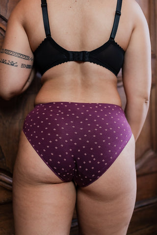 Culotte haute coton prune fleurie