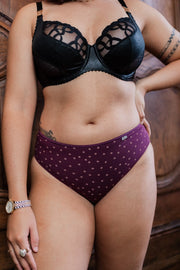 Culotte haute coton prune fleurie