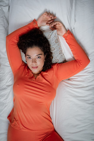 Tee-shirt manche longueSIMPLY PERFECT Antigel Orange safran