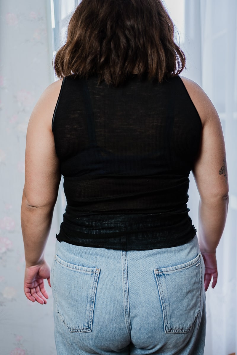 Top laine &amp; soie sans manche noir